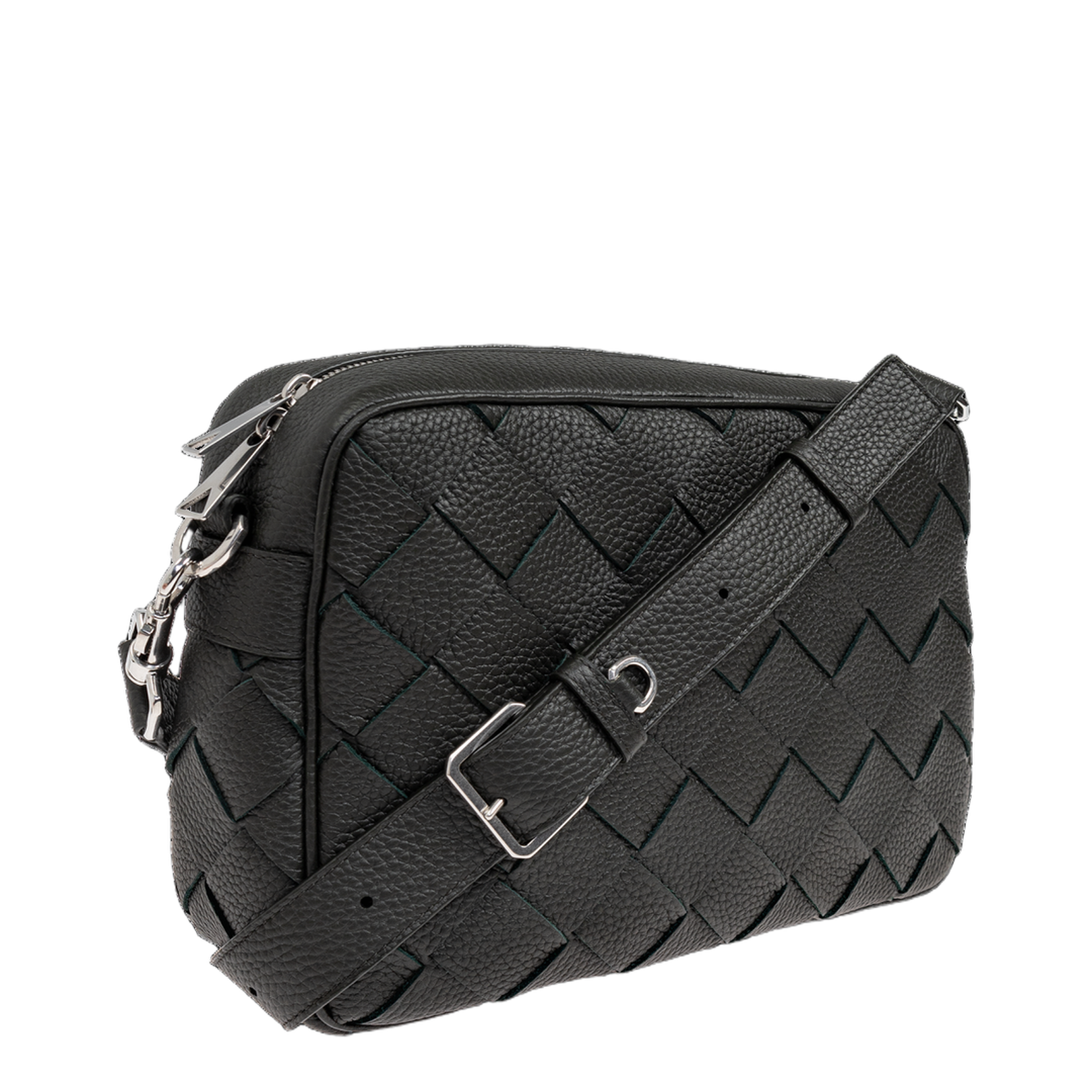 Intrecciato Leather Camera Bags - Dark green