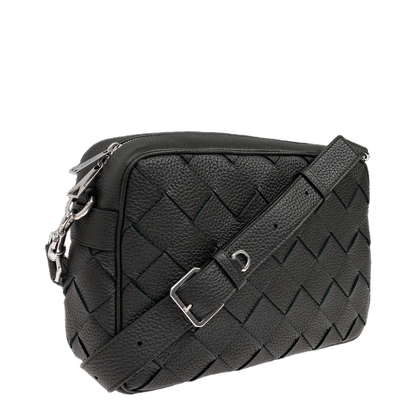 Intrecciato Leather Camera Bags - Dark green