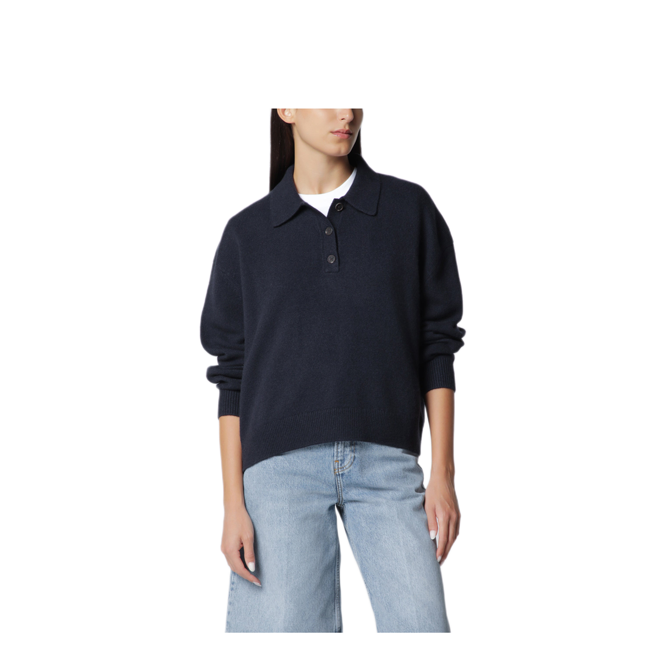 MAYFEYR - Anine Bing - Navy Cashmere Polo Sweater - A-09-12289WSNYA1