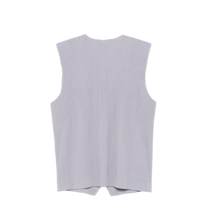 Grey Front Button Fastening V-Neck Sleeveless