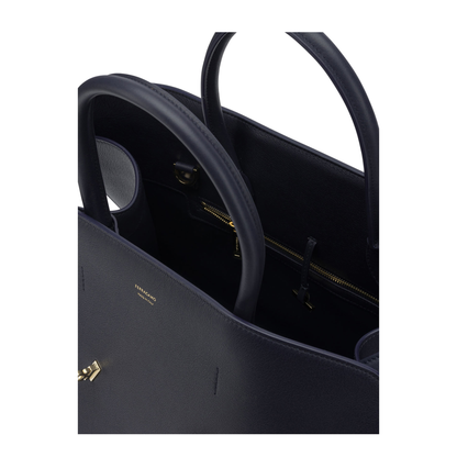 Hug Medium Calfskin Tote Bag - Navy
