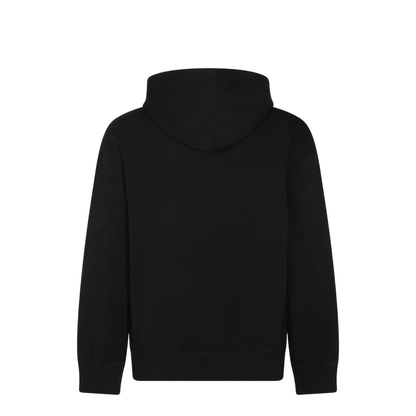 Black Front Pouch Pocket Adjustable Drawstring Hood Ribbed Cuffs Logo Patch Detailing