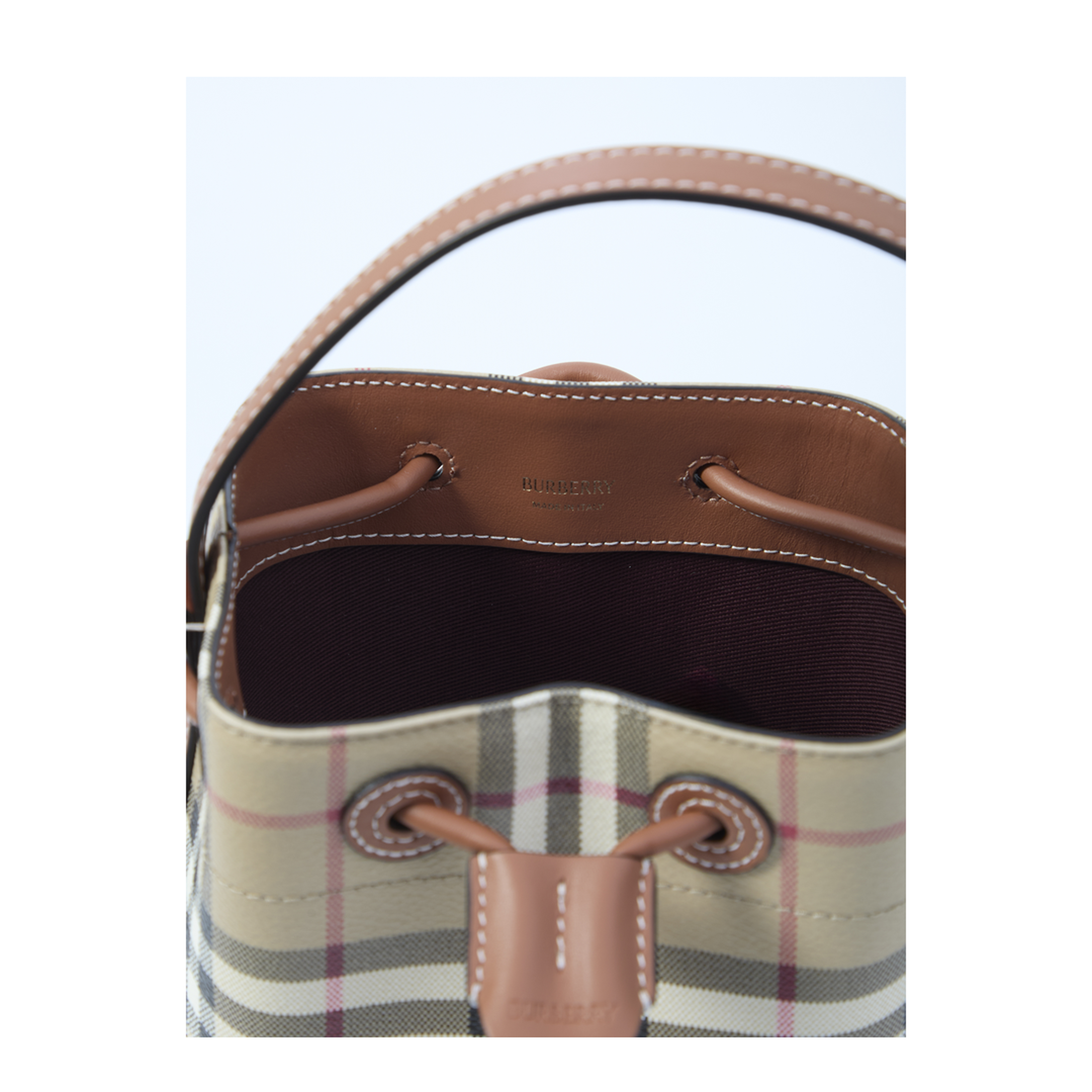 Check Mini Bucket Bag