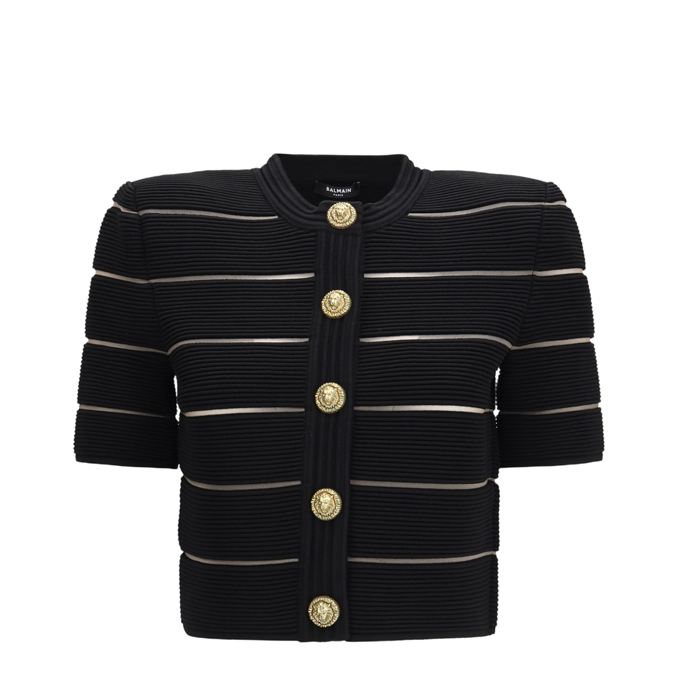 MAYFEYR - Balmain - Short-Sleeved Buttoned Cardigan - GF0KL285KJ75