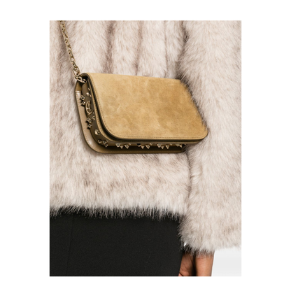 Paloma Medium Reversed Calf Leather Clutch - Bronzo/Gold