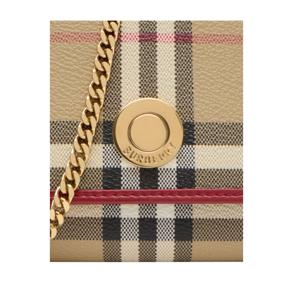 Check Pattern Chain Wallet - Beige