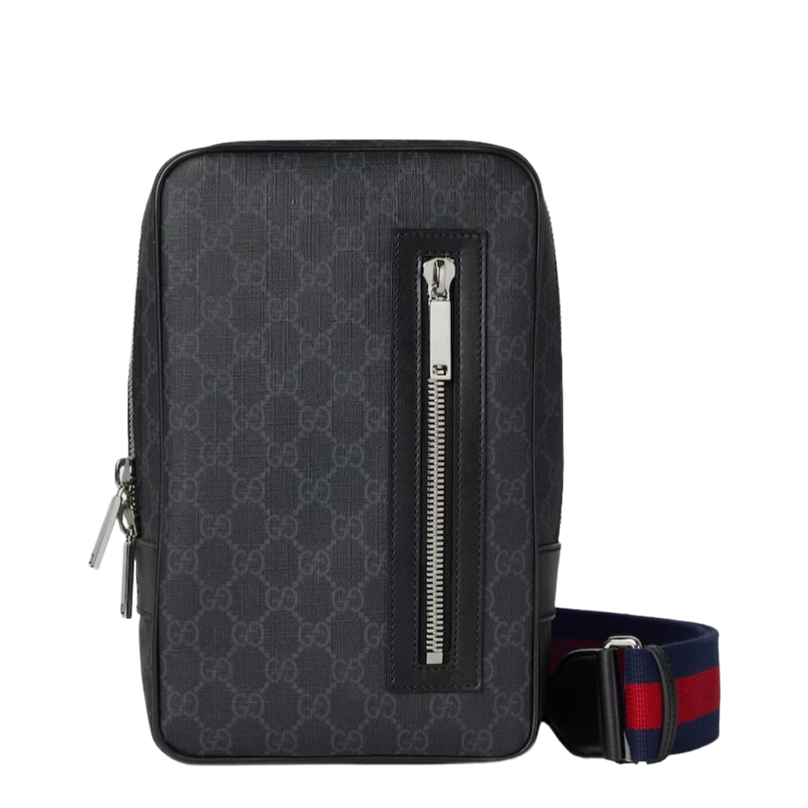 GG Black Nylon Sling Backpack - Gray