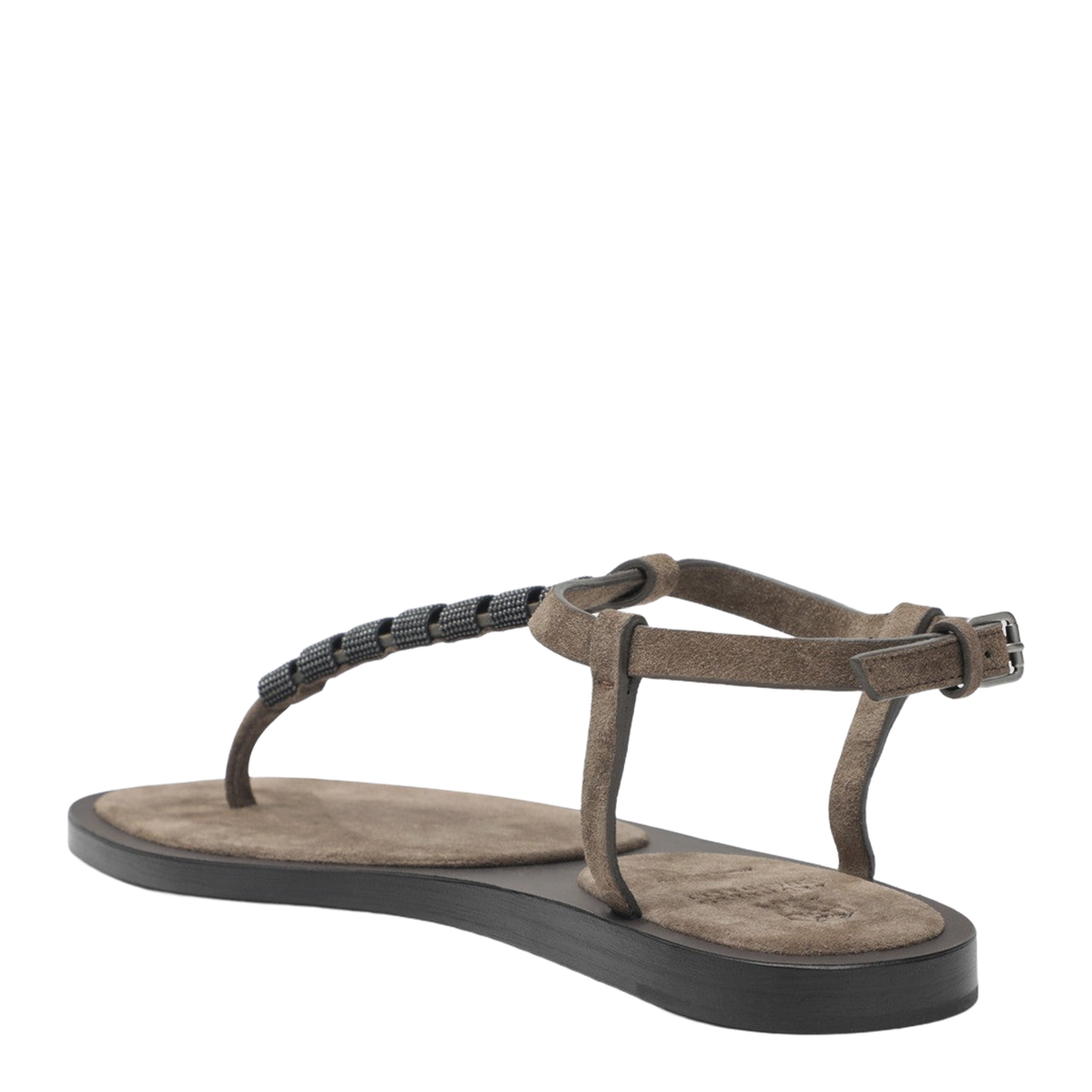 Suede Thong Sandals with Precious Straps