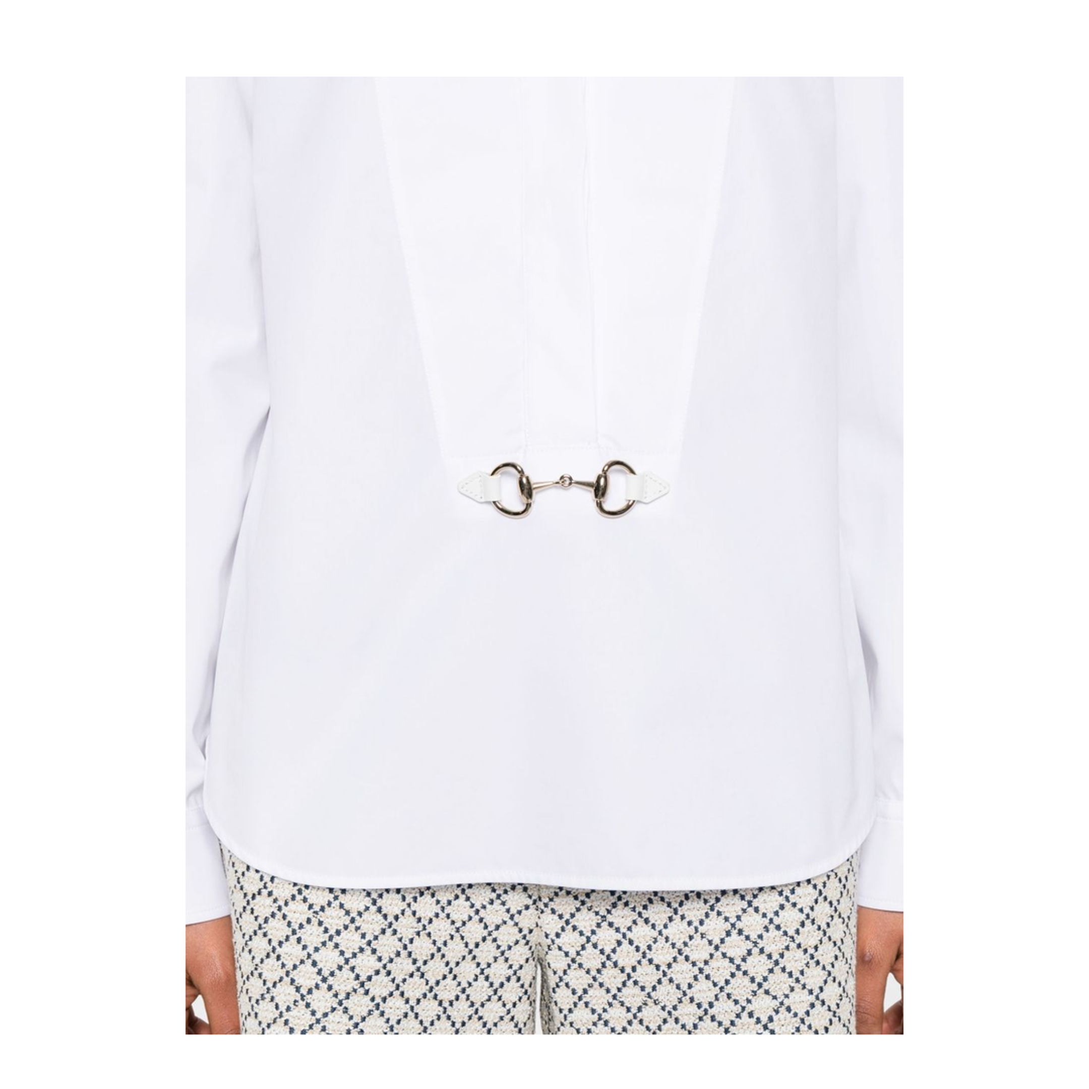 Cotton Poplin Shirt with Horsebit in White