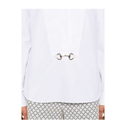 Cotton Poplin Shirt with Horsebit in White
