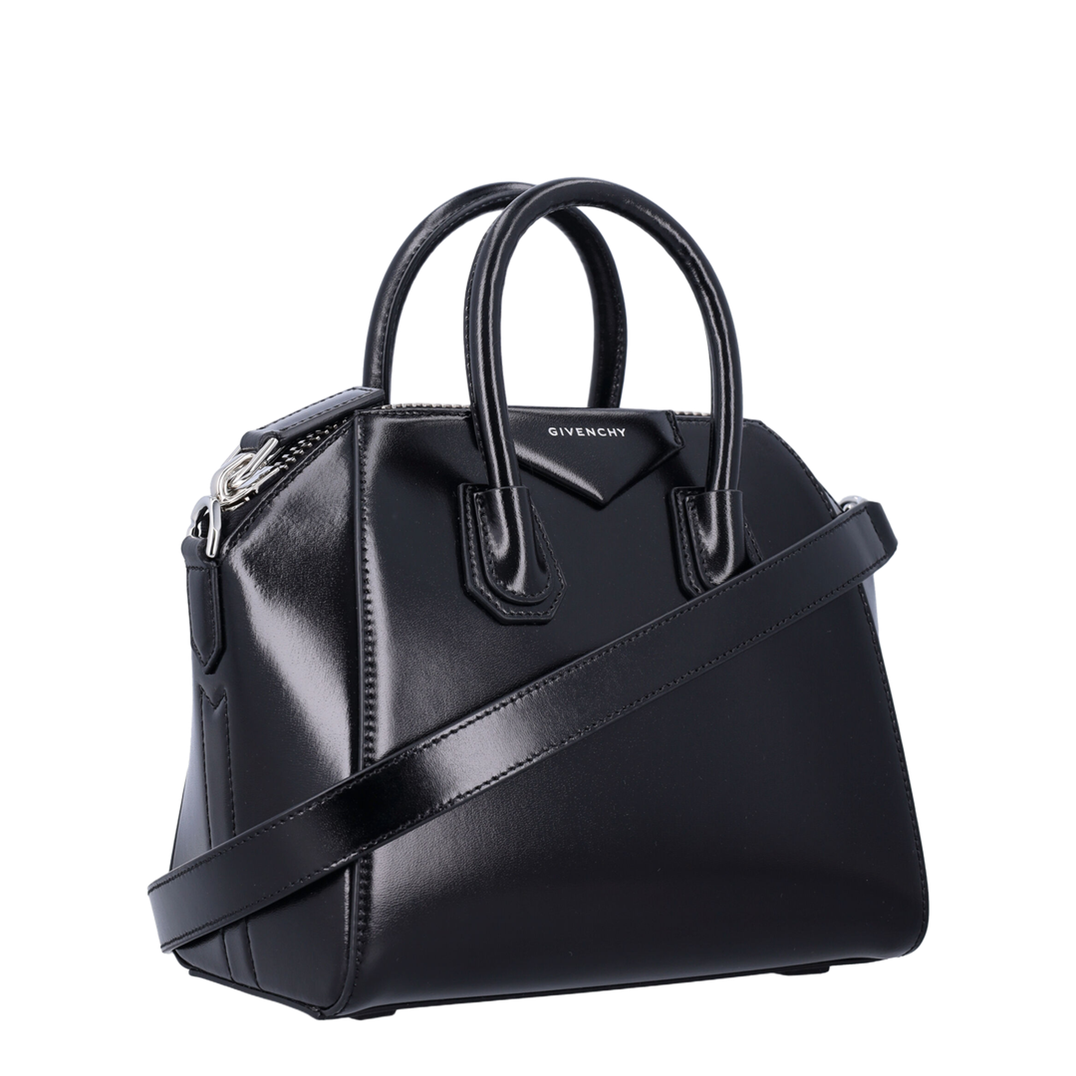 Antigona Mini Leather Shoulder Bag in Black