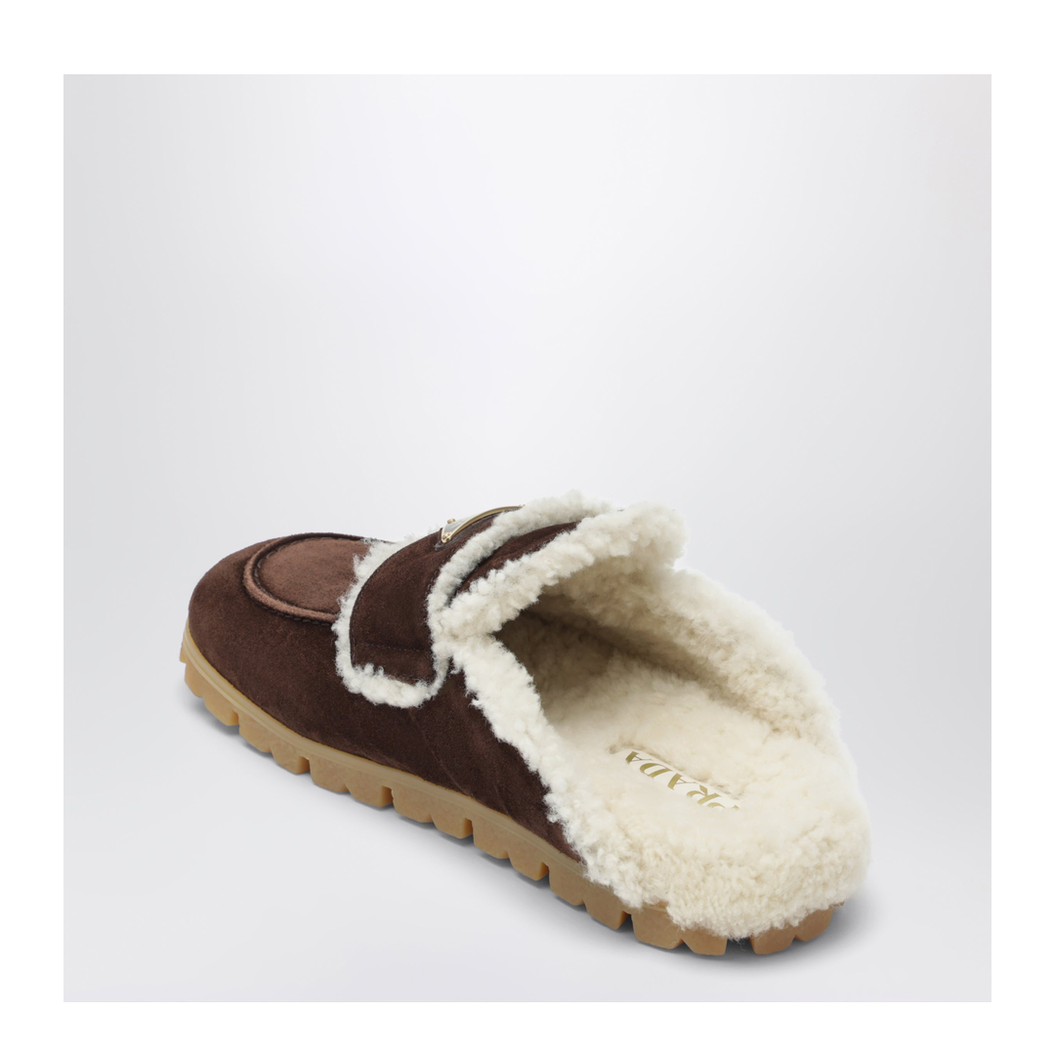 MAYFEYR - Prada - Brown Suede And Shearling Clogs - 1R129OZF20JFTF0003
