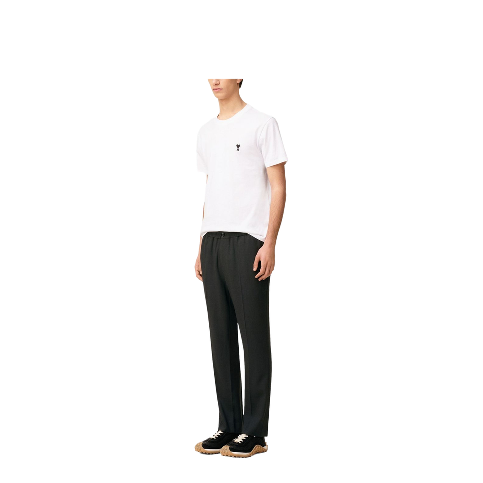 Black Wool Elasticated Waist Trousers