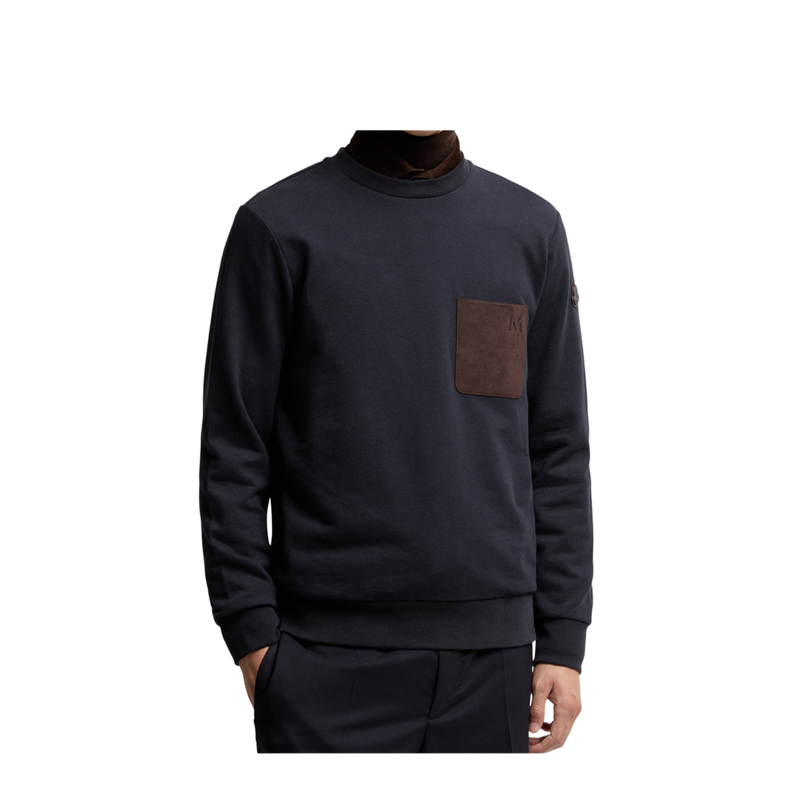 Navy Blue Cotton & Cashmere Sweatshirt with Pocket