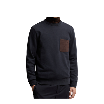 Navy Blue Cotton & Cashmere Sweatshirt with Pocket