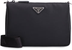 Logo Plaque Zipped Messenger Bag