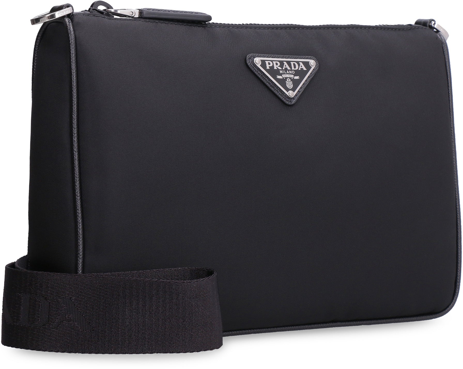 Logo Plaque Zipped Messenger Bag