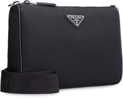 Logo Plaque Zipped Messenger Bag