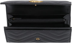 GG Marmont Long Flap Wallet, Gold Hardware