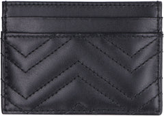 Gg Marmont Card Case Matelasse Black In Leather