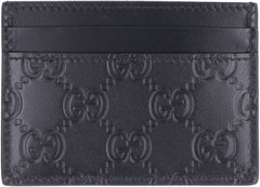 Black Gg Signature Leather Card Case