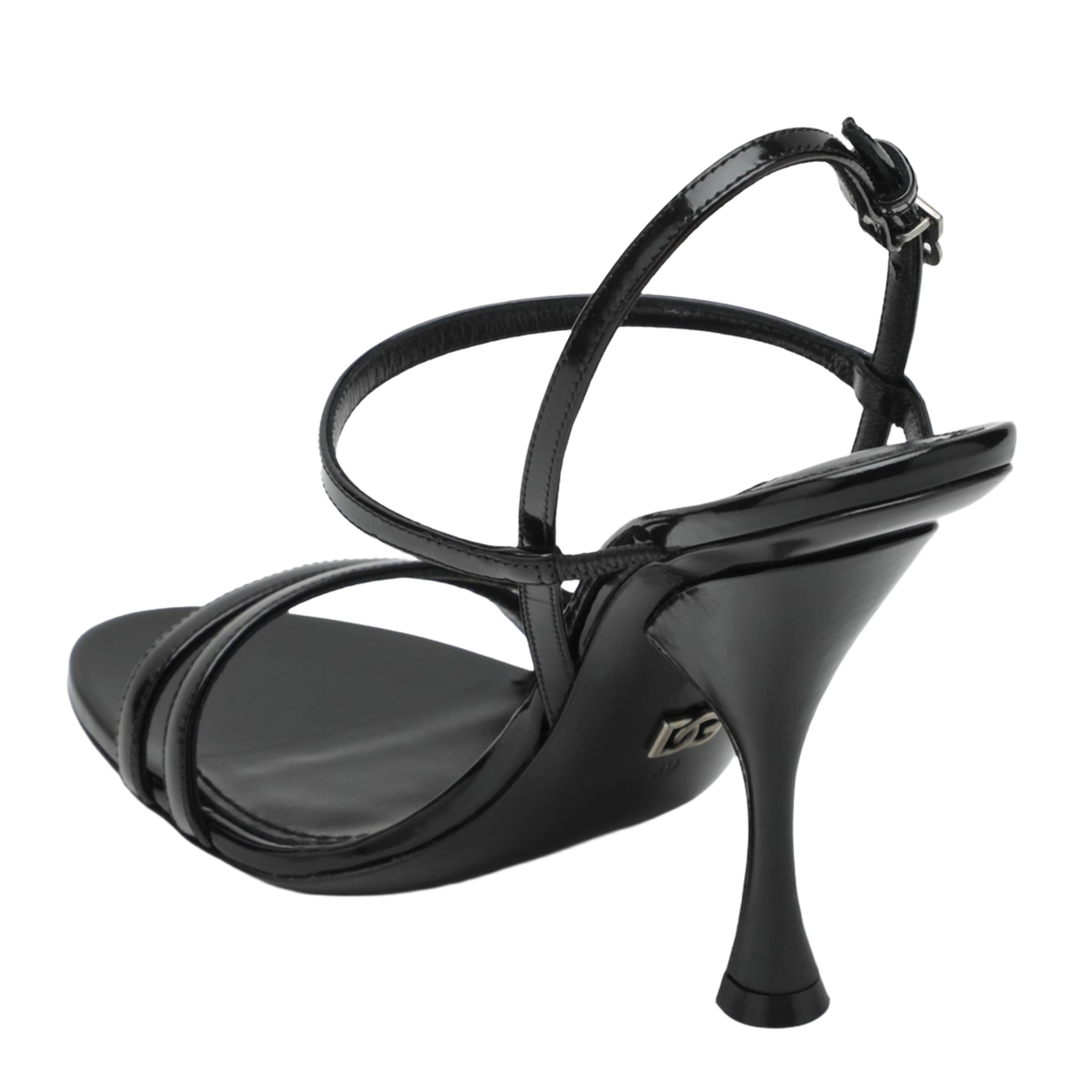 Polished Calfskin Sandals in Black
