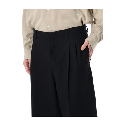 Black Pleated Bermuda Shorts in Cotton