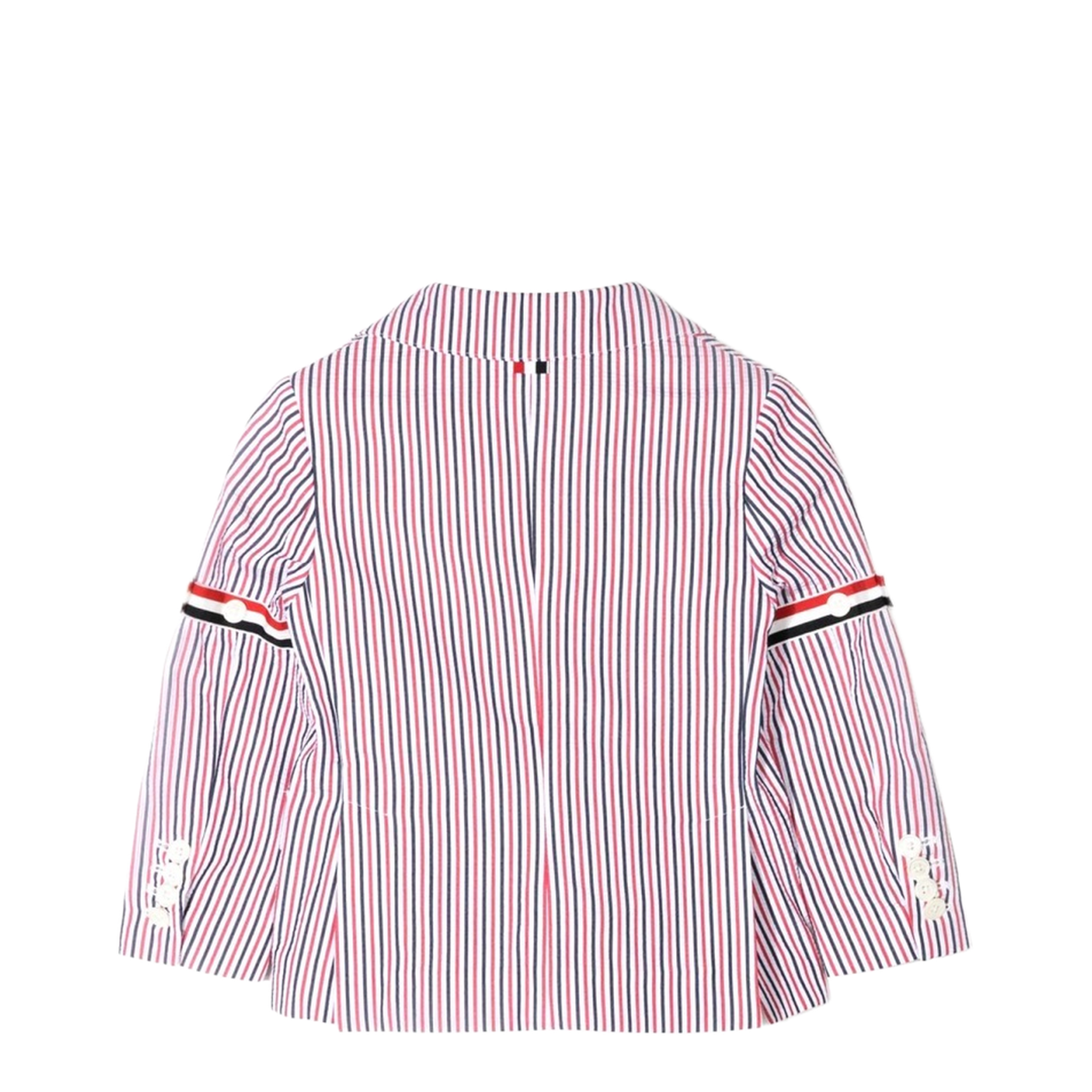 Patch Pocket Sport Coat with RWB Armbands in Seersucker Stripe