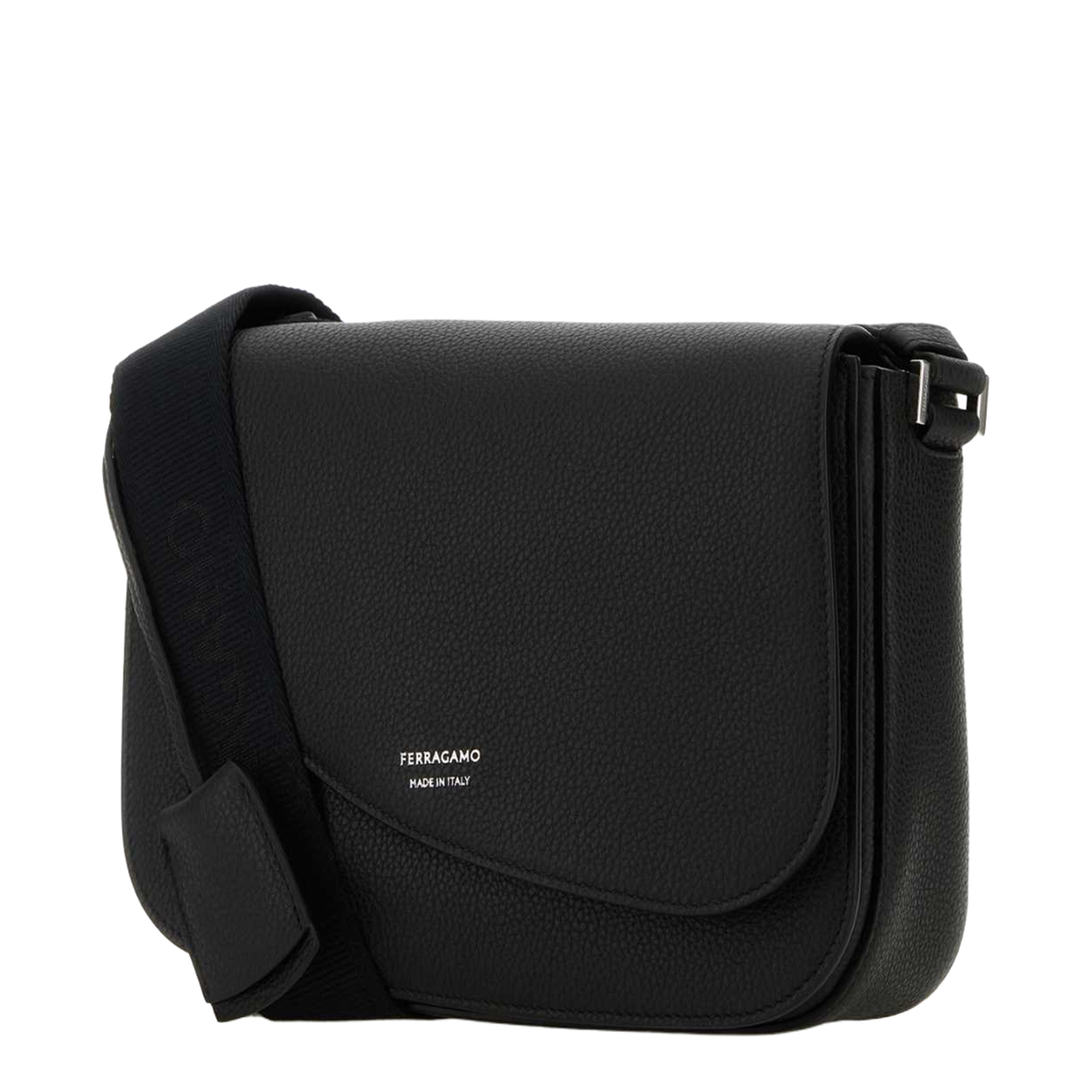 Black Leather Fiamma Crossbody Bag