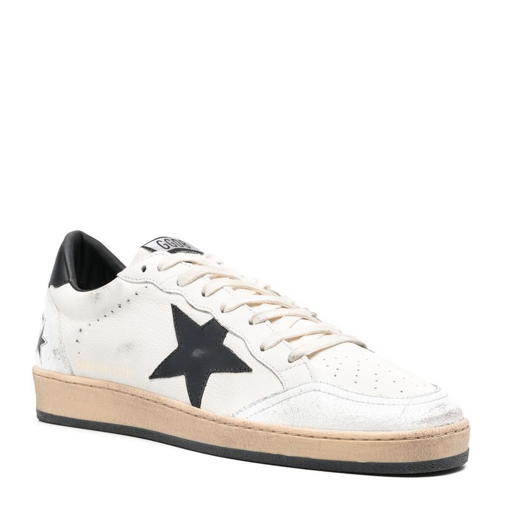 Ball Star in white nappa with black star