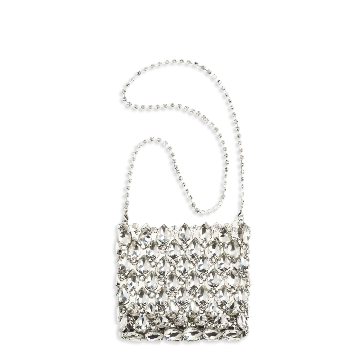 Mini Crystal Chainmail Bag - Silver