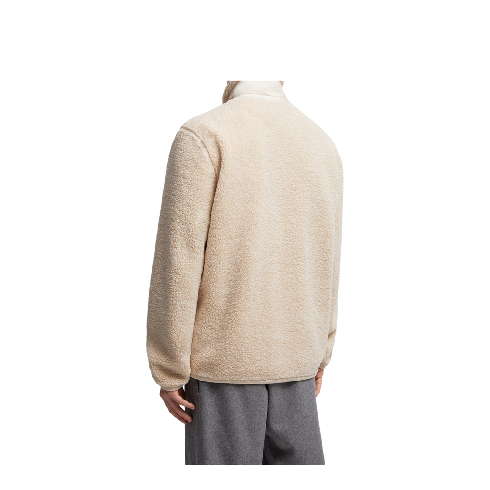 Light Beige Teddy Zip-Up Sweatshirt with Pocket