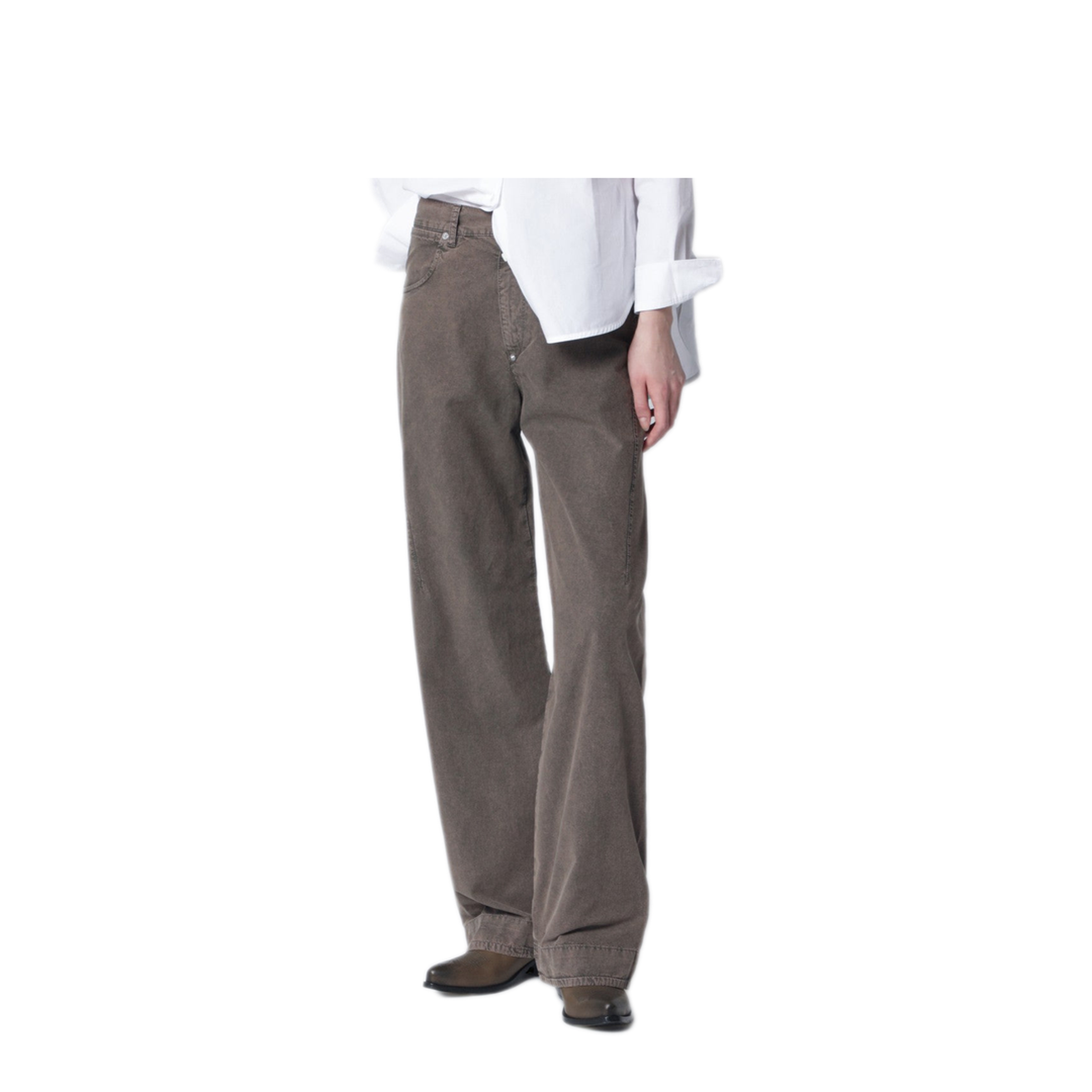 MAYFEYR - 6397 - Washed Olive Green Wide Leg Jeans - NP420COOLIVEDRAB