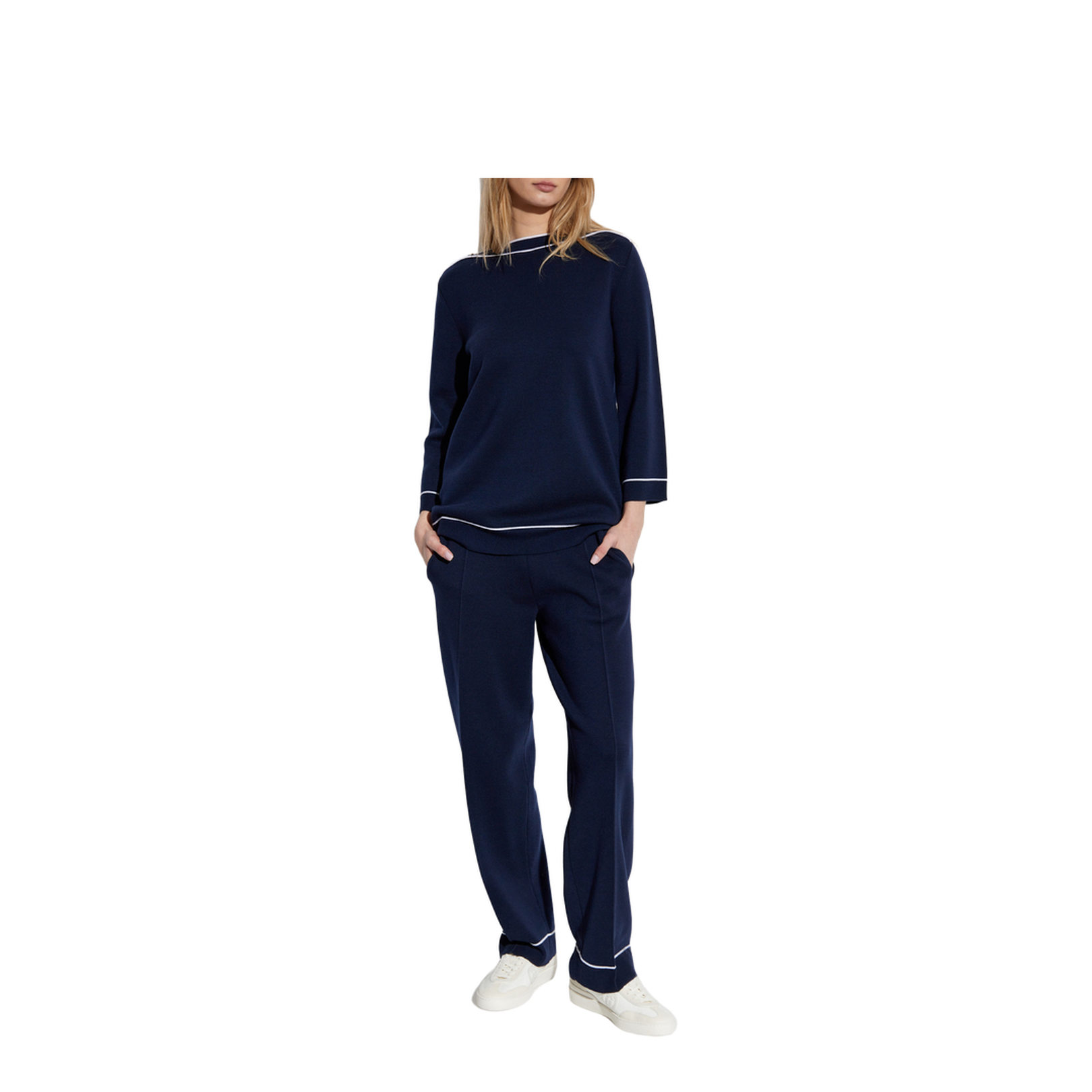 Wool Trousers with Stitching on the Legs