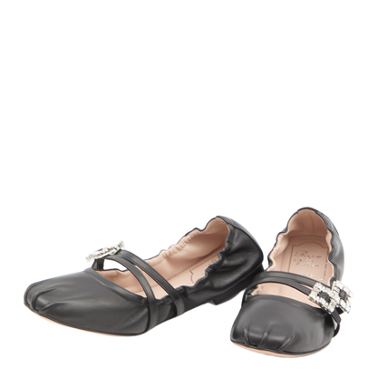 Nappa Ballet Flats with Strass Buck