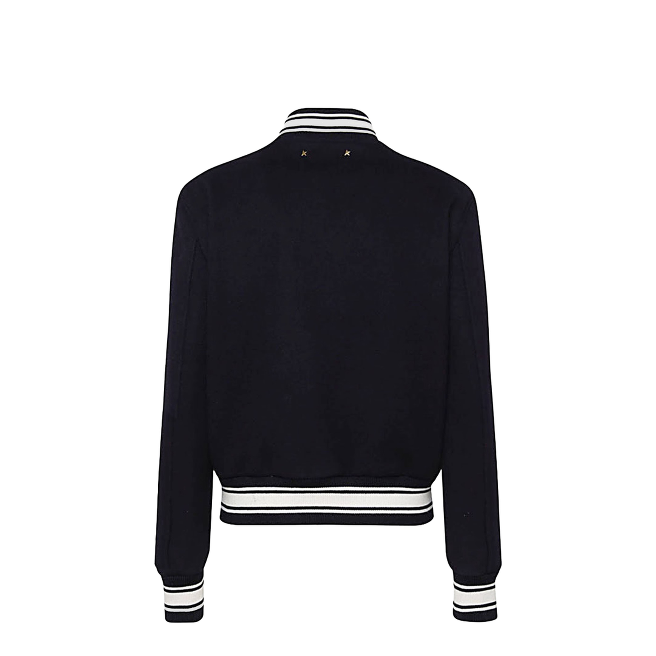 Black Virgin Wool Embroidered-Logo Bomber Jacket