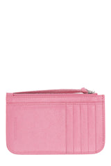 Le Cagole Stud-Detail Zipped Cardholder in Pink, Silver Hardware