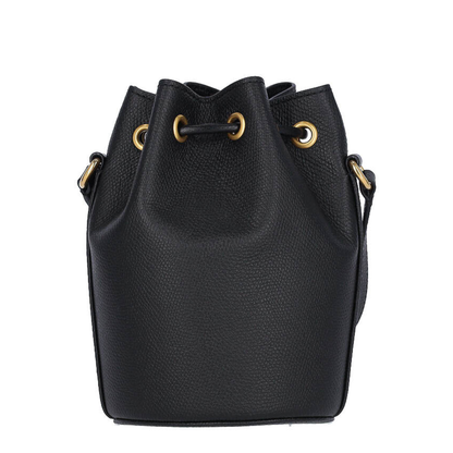 Black Leather Bucket Bag