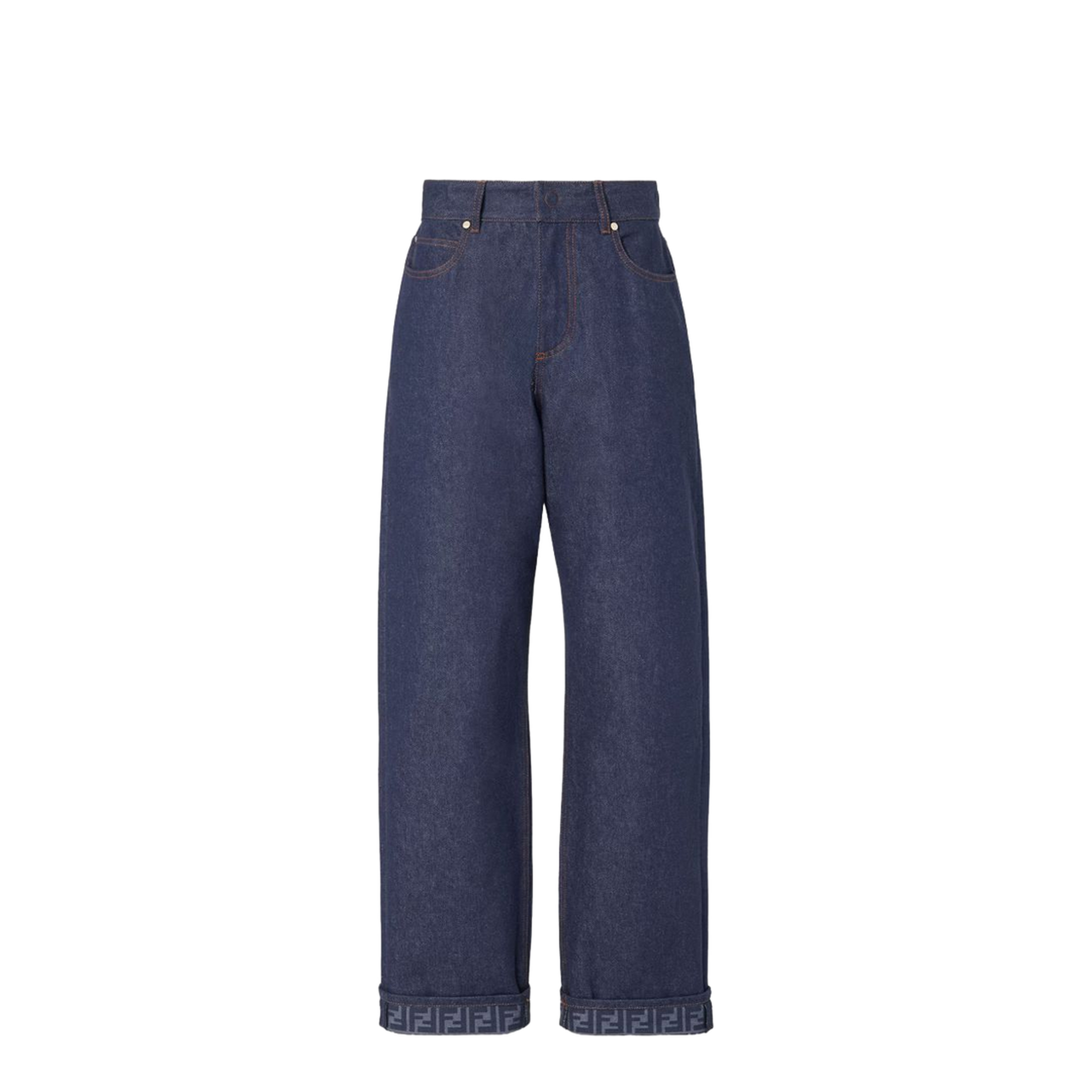 Navy Blue Wide-Leg Jeans