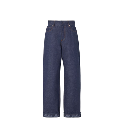 Navy Blue Wide-Leg Jeans