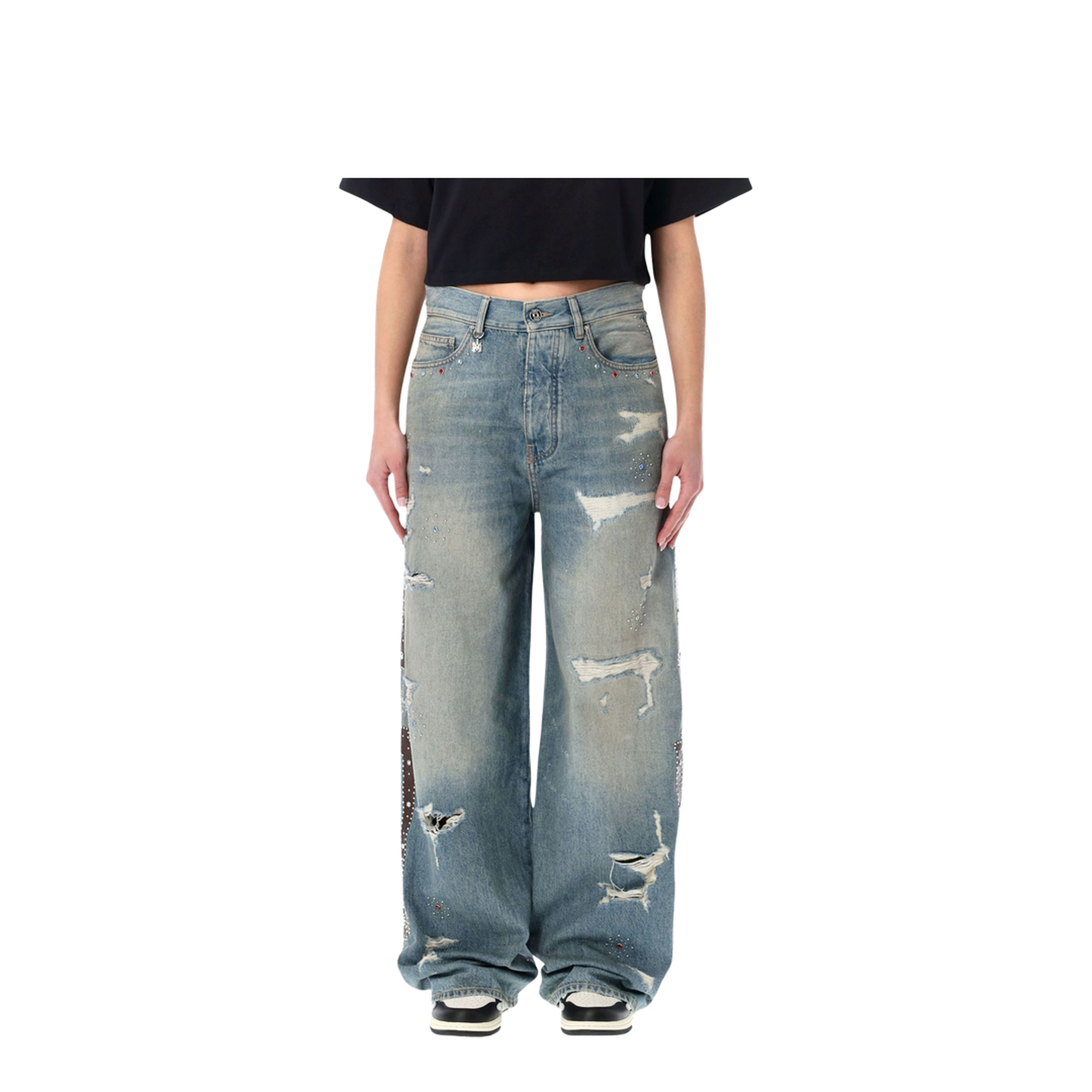 Bones Wide Leg Studded Jeans