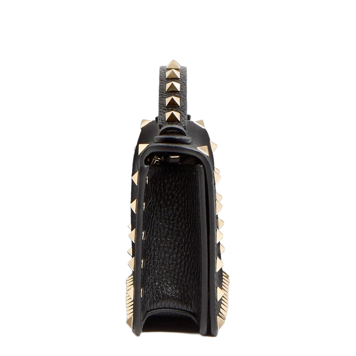 Black Rockstud Leather Wallet With Chain