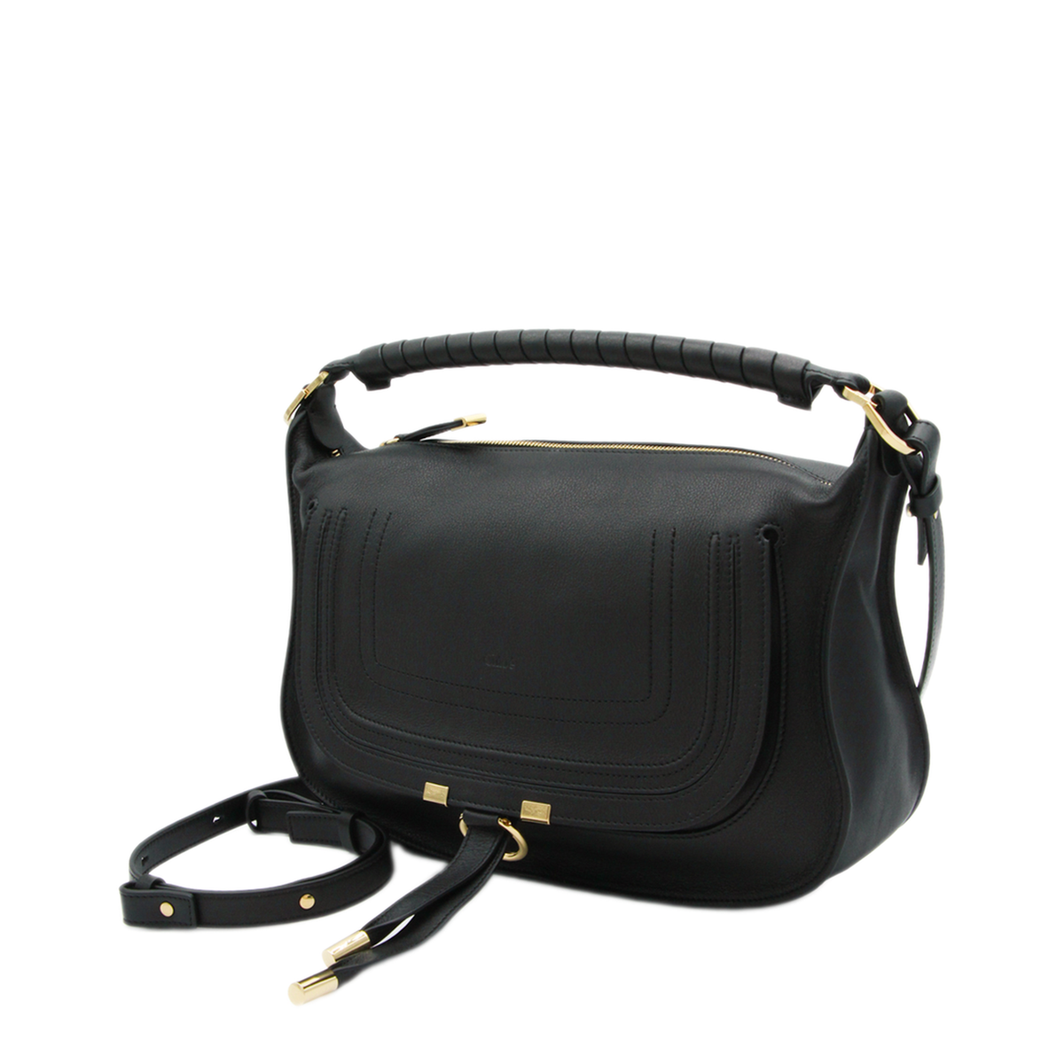 Marcie Small Calfskin Shoulder Bag - Black