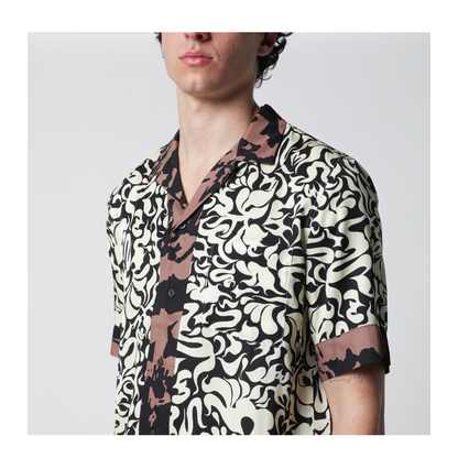 Shirt with Graphic Squiggle Print