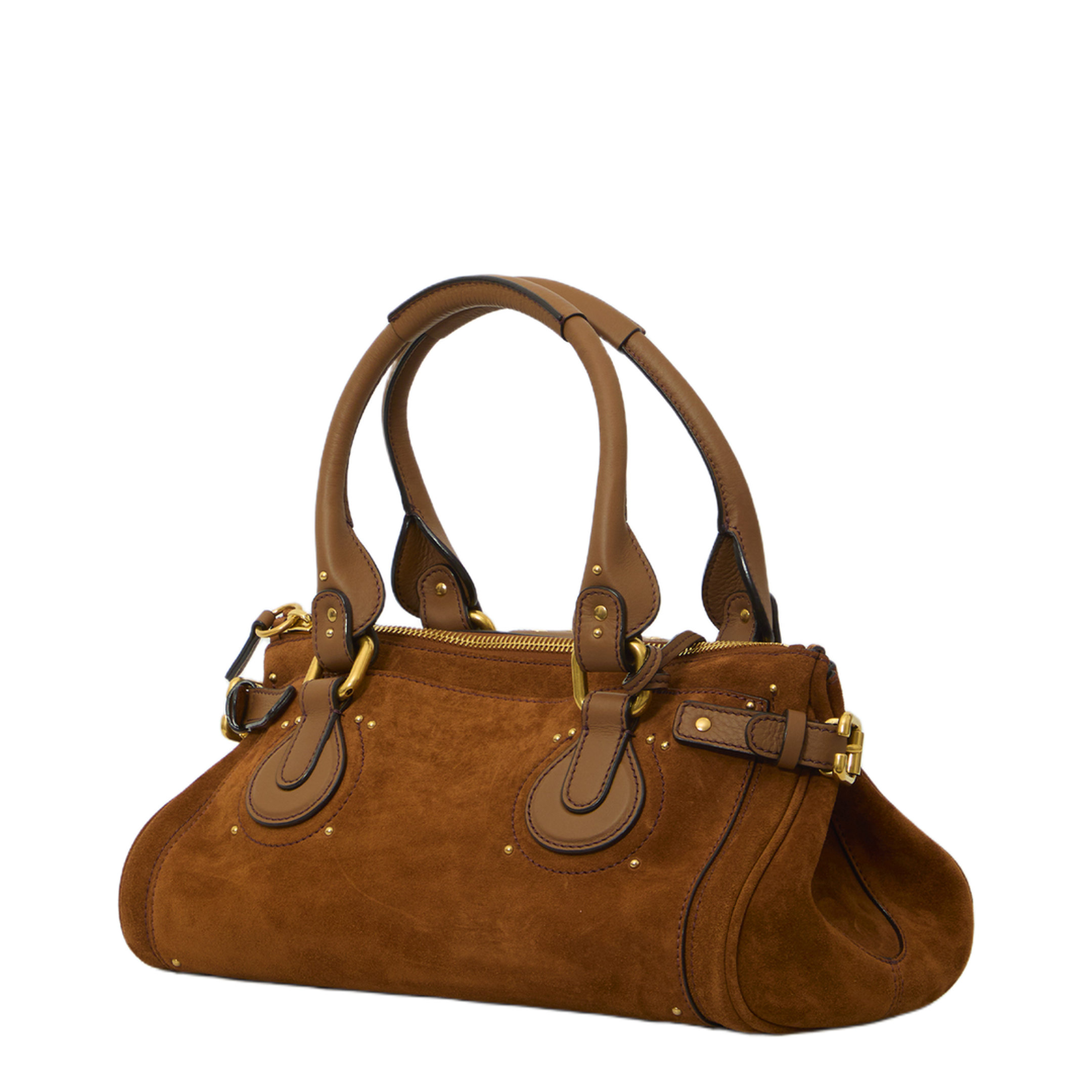 Paddington Suede Calfskin Shoulder Bag - Vintage Brown
