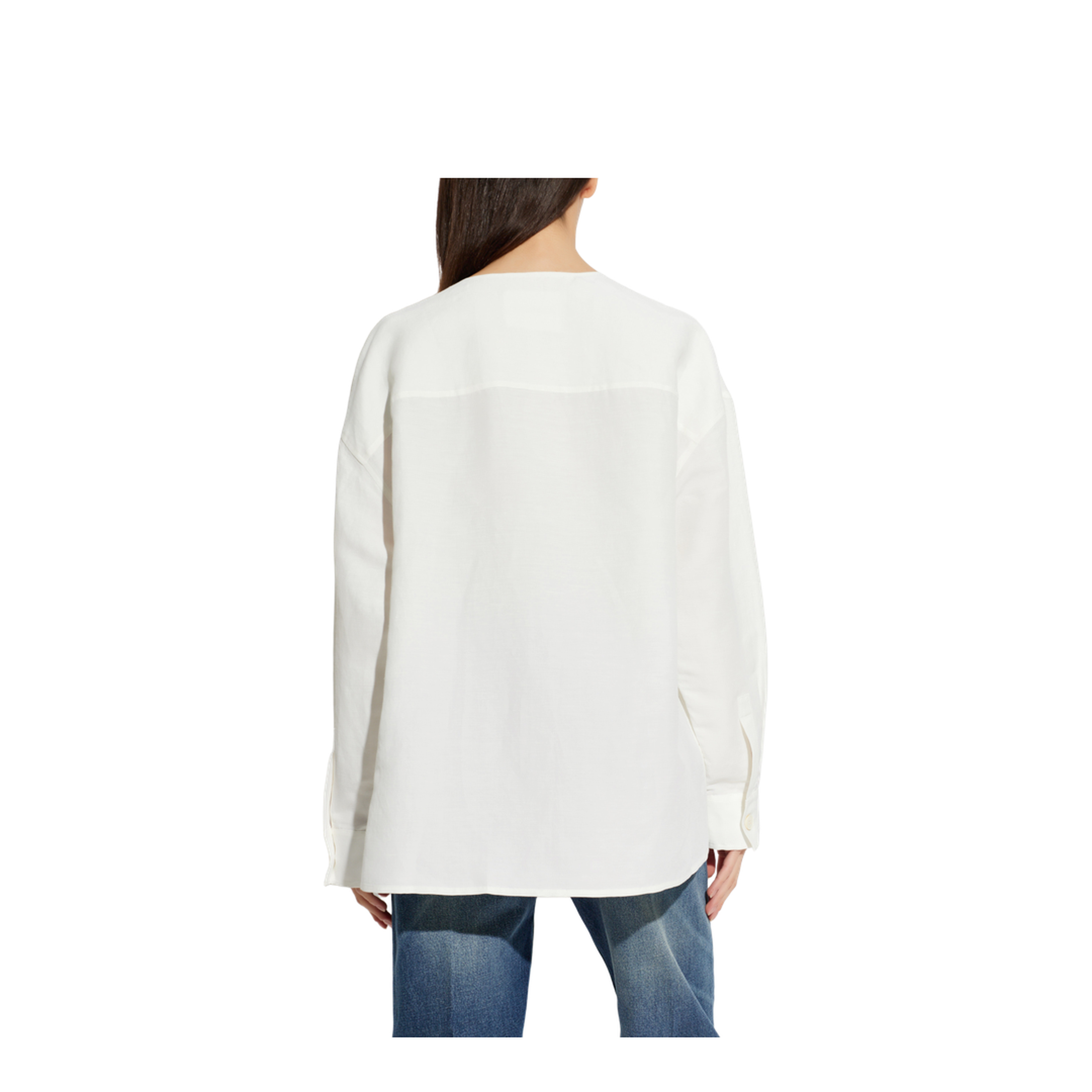White Linen Blend Oversize Shirt