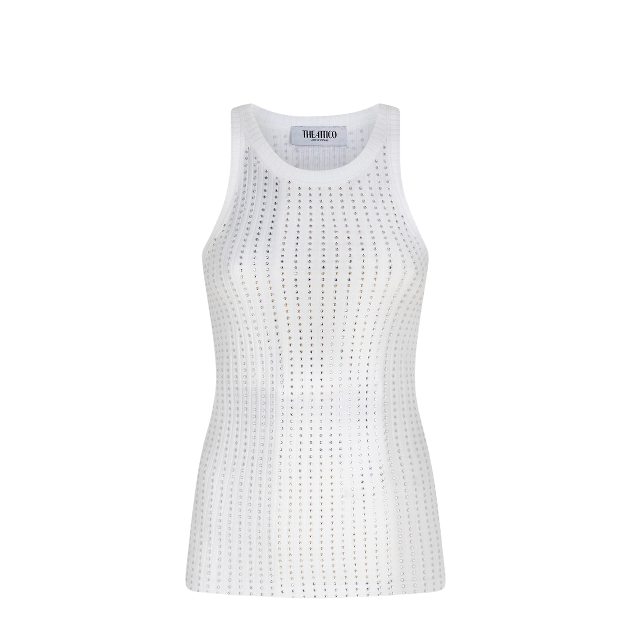 MAYFEYR - The Attico - White Tank Top With Rhinestones - 251WCN00004JJJ051T001