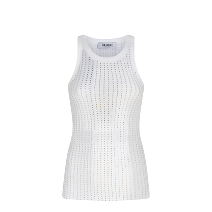 MAYFEYR - The Attico - White Tank Top With Rhinestones - 251WCN00004JJJ051T001