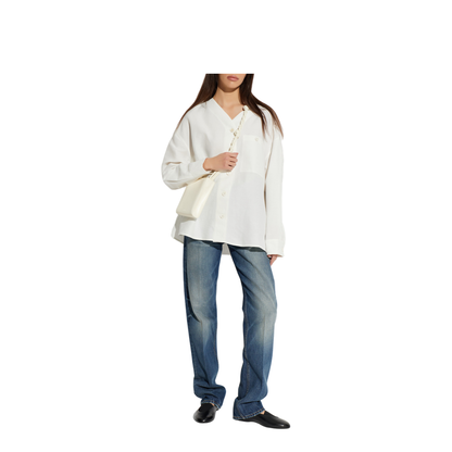 White Linen Blend Oversize Shirt