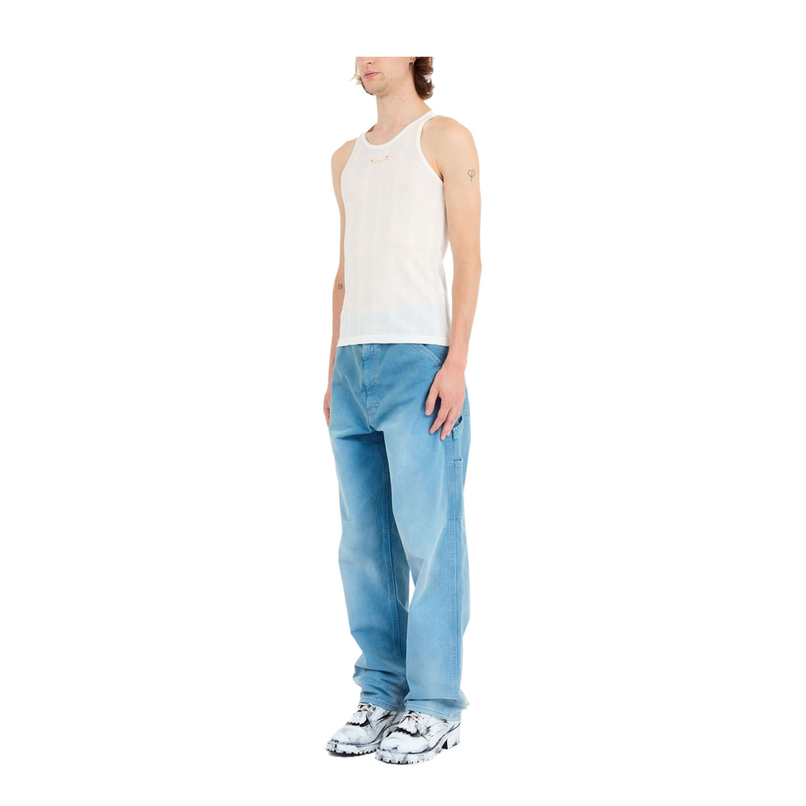 White Cotton-Lyocell Blend Top